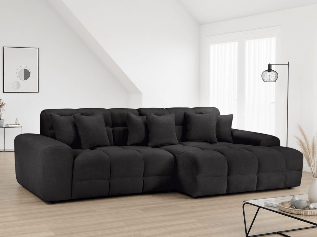 Lunar Sofa Black Right Hand Facing Corner - Sofa Sloth