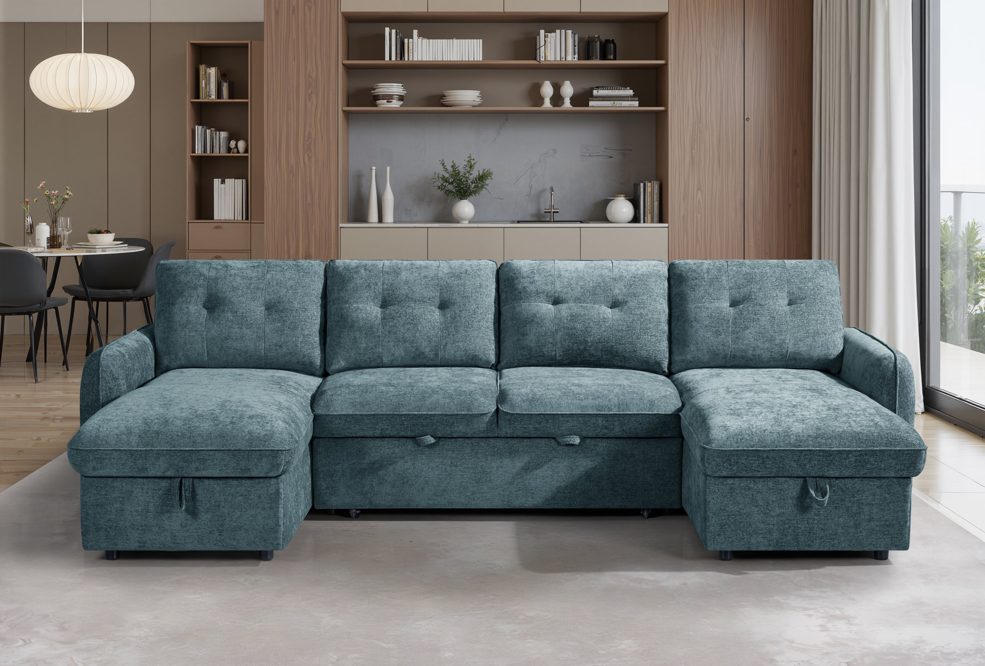 Pace Sofabed Blue U Shape Corner