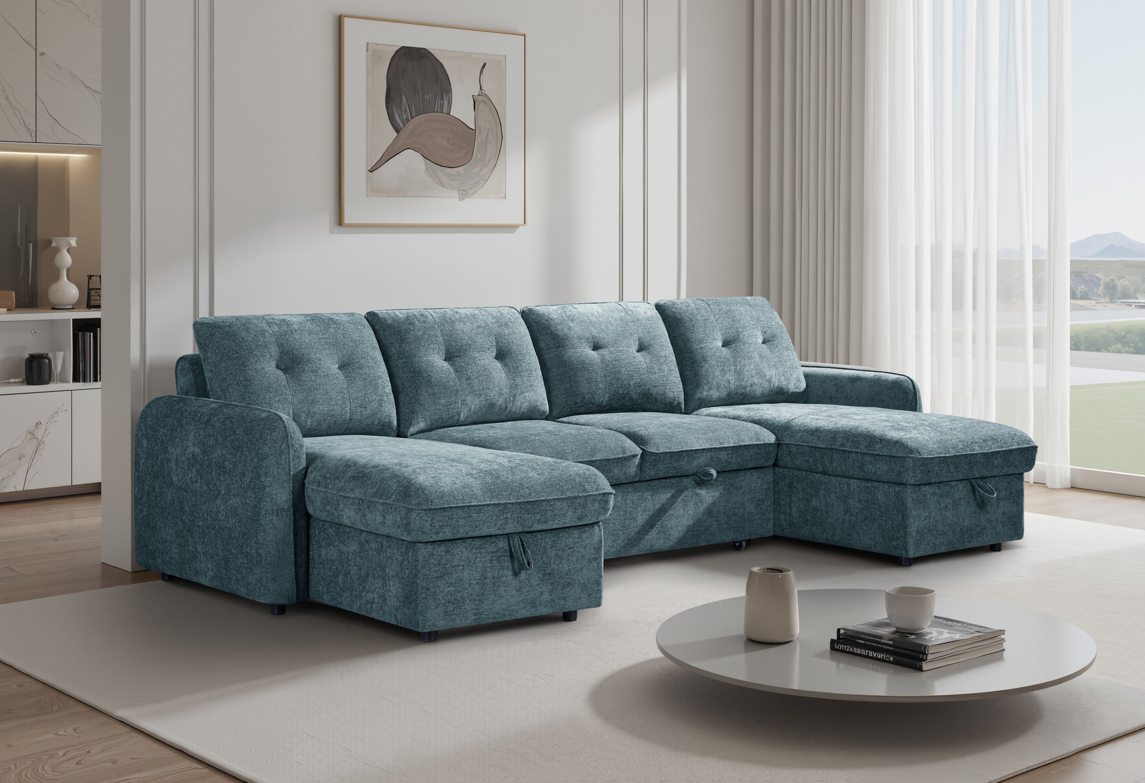 Pace Sofabed Blue U Shape Corner